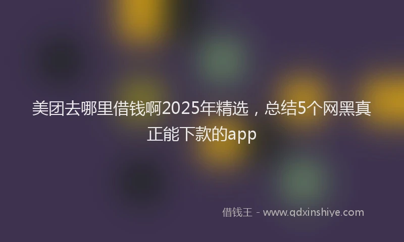 美团去哪里借钱啊2025年精选，总结5个网黑真正能下款的app