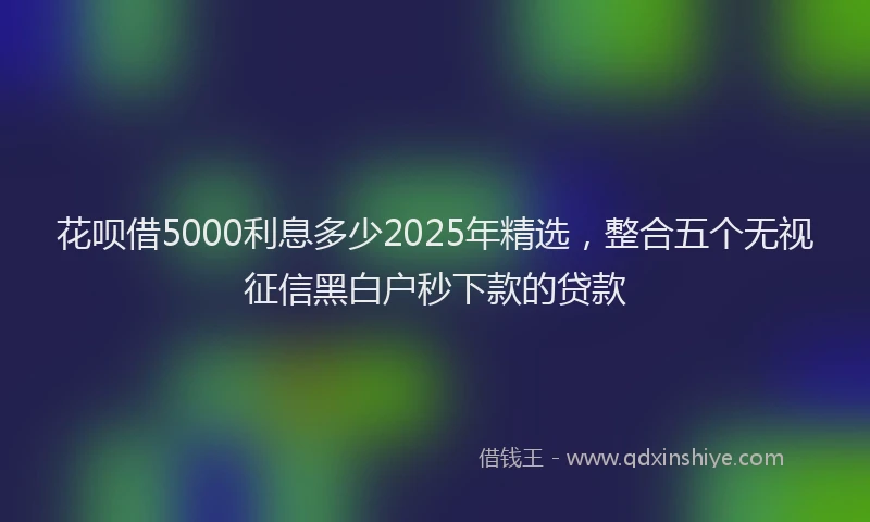 花呗借5000利息多少2025年精选，整合五个无视征信黑白户秒下款的贷款