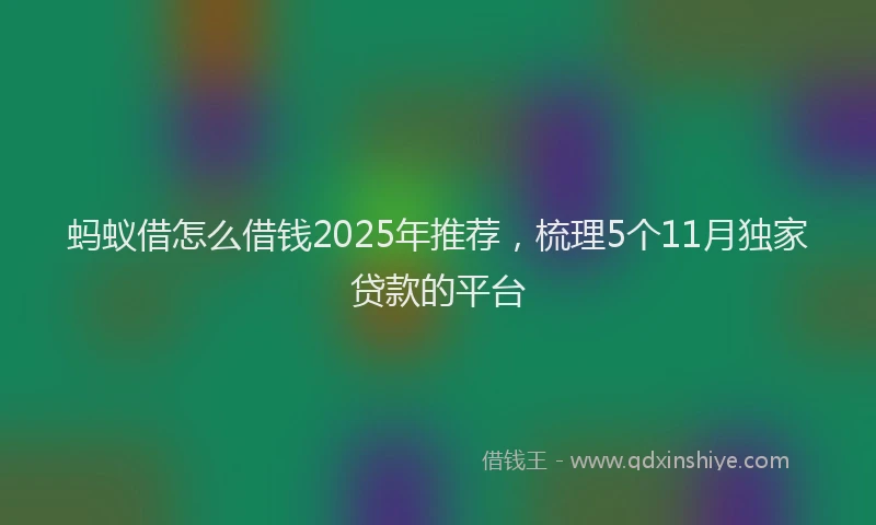 蚂蚁借怎么借钱2025年推荐，梳理5个11月独家贷款的平台