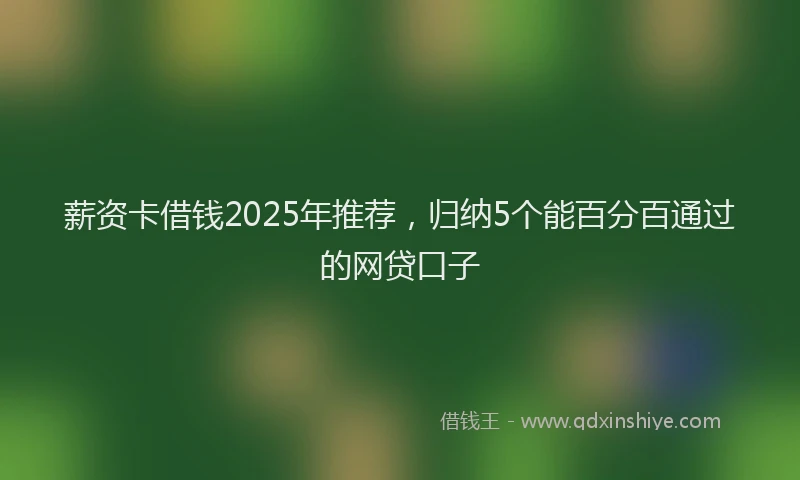 薪资卡借钱2025年推荐，归纳5个能百分百通过的网贷口子
