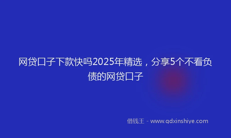 网贷口子下款快吗2025年精选，分享5个不看负债的网贷口子