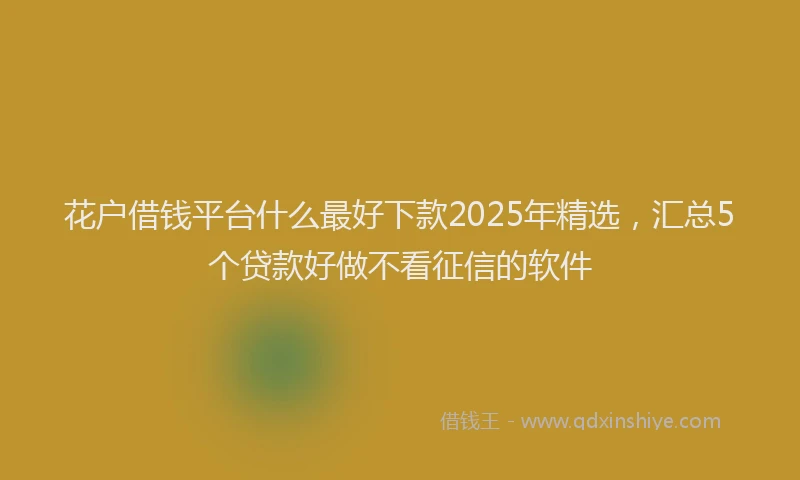 花户借钱平台什么最好下款2025年精选，汇总5个贷款好做不看征信的软件