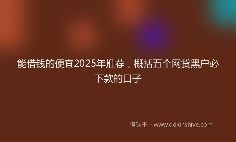 能借钱的便宜2025年推荐，概括五个网贷黑户必下款的口子