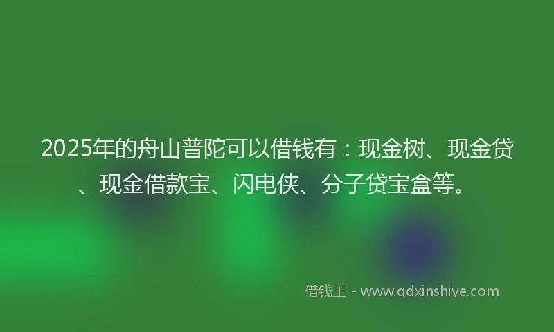 2025年的舟山普陀可以借钱有：现金树、现金贷、现金借款宝、闪电侠、分子贷宝盒等。