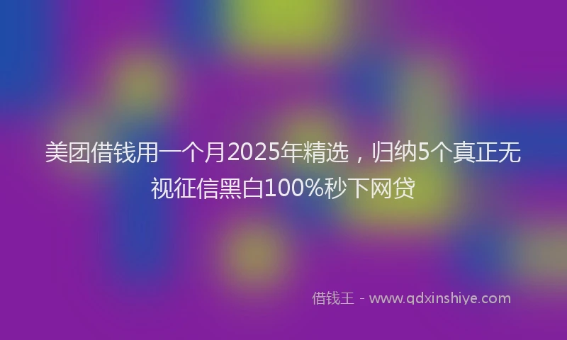 美团借钱用一个月2025年精选，归纳5个真正无视征信黑白100%秒下网贷