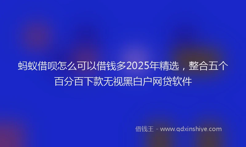 蚂蚁借呗怎么可以借钱多2025年精选，整合五个百分百下款无视黑白户网贷软件