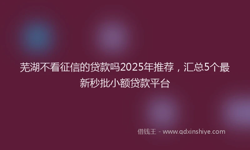 芜湖不看征信的贷款吗2025年推荐，汇总5个最新秒批小额贷款平台