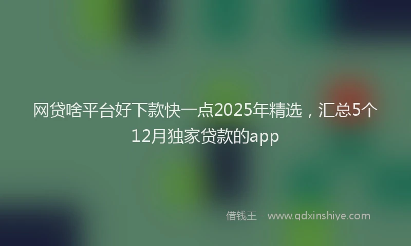 网贷啥平台好下款快一点2025年精选，汇总5个12月独家贷款的app