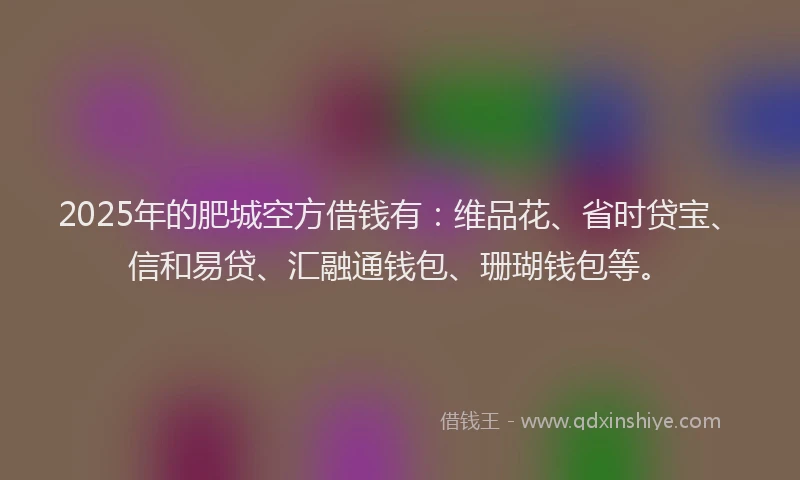2025年的肥城空方借钱有：维品花、省时贷宝、信和易贷、汇融通钱包、珊瑚钱包等。