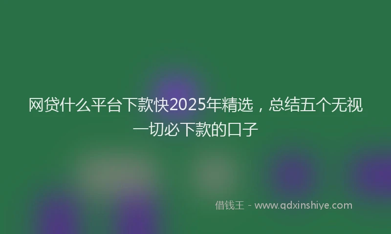 网贷什么平台下款快2025年精选，总结五个无视一切必下款的口子