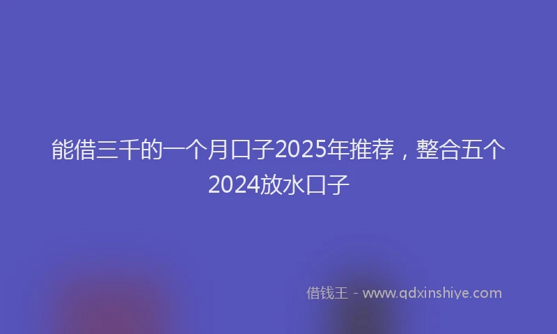 能借三千的一个月口子2025年推荐，整合五个2024放水口子