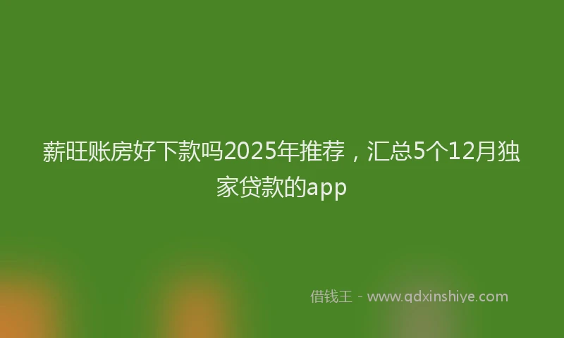 薪旺账房好下款吗2025年推荐，汇总5个12月独家贷款的app