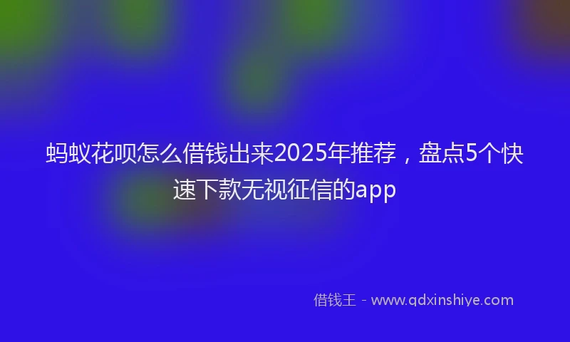 蚂蚁花呗怎么借钱出来2025年推荐，盘点5个快速下款无视征信的app