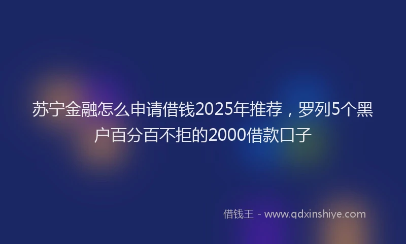 苏宁金融怎么申请借钱2025年推荐，罗列5个黑户百分百不拒的2000借款口子
