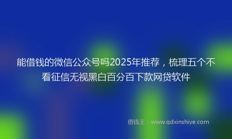能借钱的微信公众号吗2025年推荐，梳理五个不看征信无视黑白百分百下款网贷软件