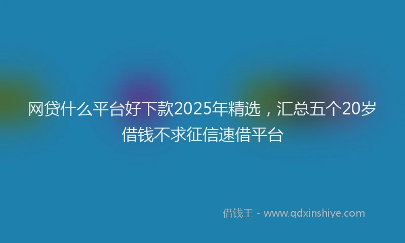 网贷什么平台好下款2025年精选，汇总五个20岁借钱不求征信速借平台