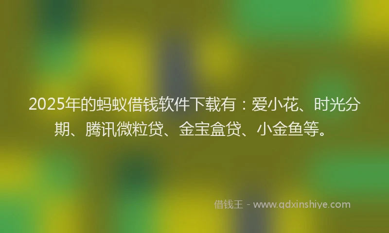 2025年的蚂蚁借钱软件下载有：爱小花、时光分期、腾讯微粒贷、金宝盒贷、小金鱼等。