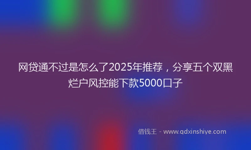 网贷通不过是怎么了2025年推荐，分享五个双黑烂户风控能下款5000口子
