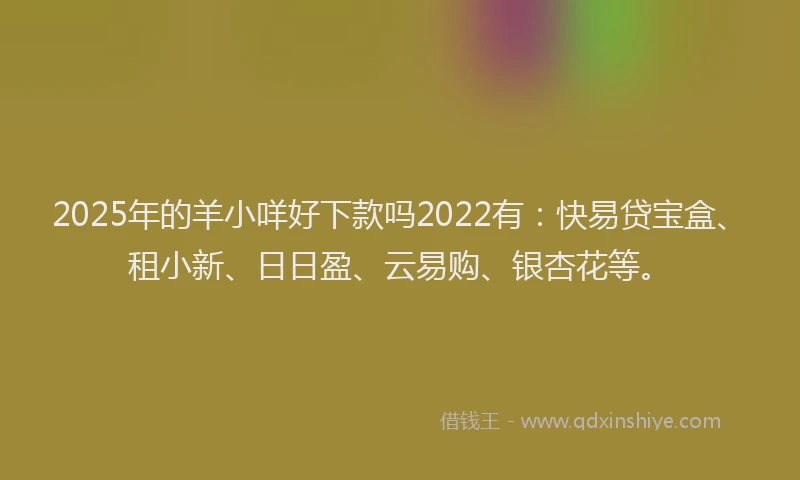 2025年的羊小咩好下款吗2022有：快易贷宝盒、租小新、日日盈、云易购、银杏花等。