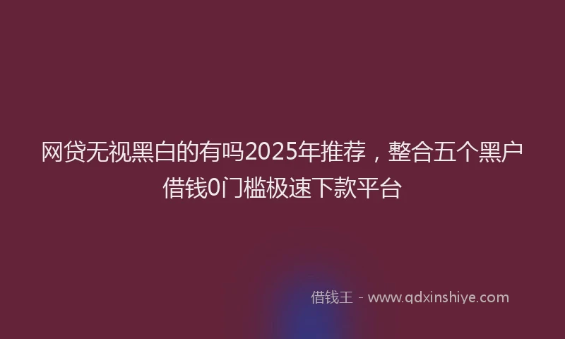 网贷无视黑白的有吗2025年推荐，整合五个黑户借钱0门槛极速下款平台