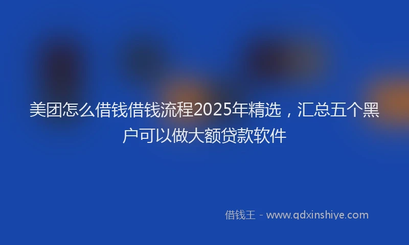 美团怎么借钱借钱流程2025年精选，汇总五个黑户可以做大额贷款软件