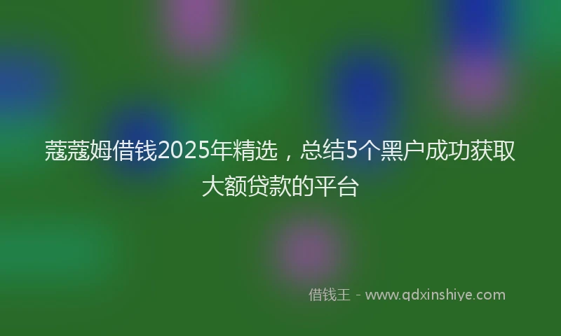 蔻蔻姆借钱2025年精选，总结5个黑户成功获取大额贷款的平台