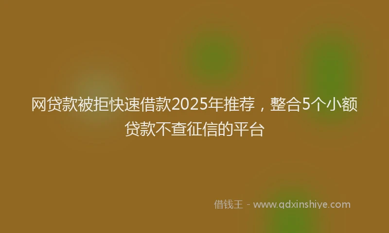 网贷款被拒快速借款2025年推荐，整合5个小额贷款不查征信的平台