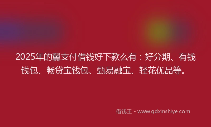 2025年的翼支付借钱好下款么有：好分期、有钱钱包、畅贷宝钱包、甄易融宝、轻花优品等。