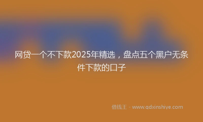 网贷一个不下款2025年精选，盘点五个黑户无条件下款的口子