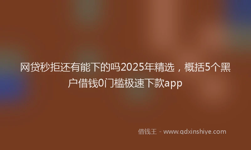网贷秒拒还有能下的吗2025年精选，概括5个黑户借钱0门槛极速下款app