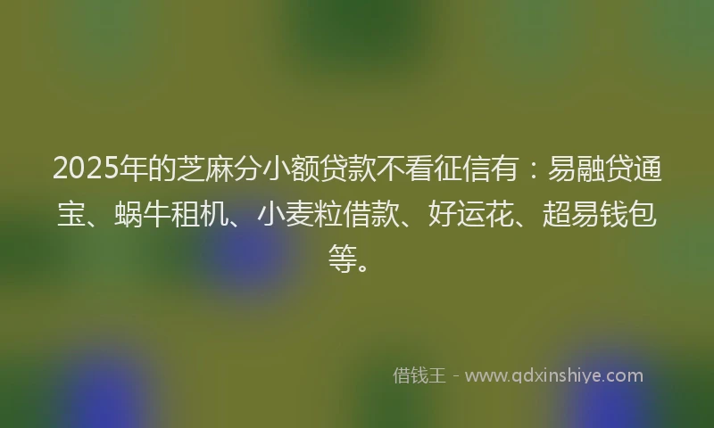 2025年的芝麻分小额贷款不看征信有：易融贷通宝、蜗牛租机、小麦粒借款、好运花、超易钱包等。