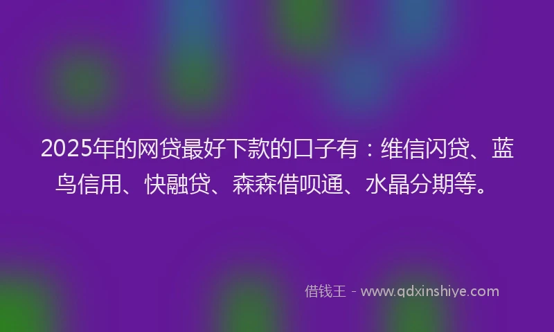 2025年的网贷最好下款的口子有：维信闪贷、蓝鸟信用、快融贷、森森借呗通、水晶分期等。