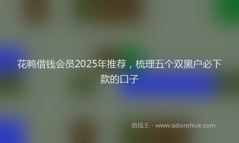 花鸭借钱会员2025年推荐，梳理五个双黑户必下款的口子