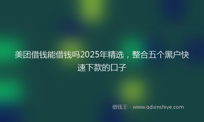 美团借钱能借钱吗2025年精选，整合五个黑户快速下款的口子