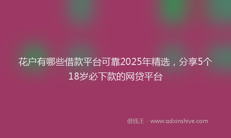 花户有哪些借款平台可靠2025年精选，分享5个18岁必下款的网贷平台