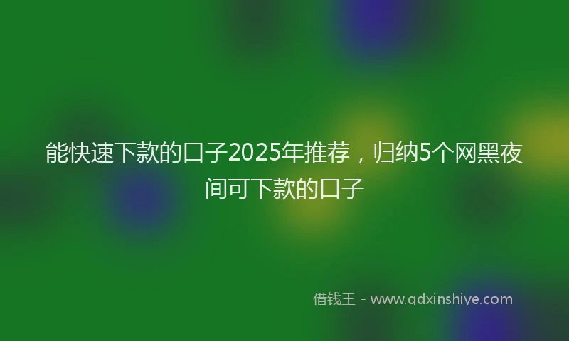 能快速下款的口子2025年推荐，归纳5个网黑夜间可下款的口子