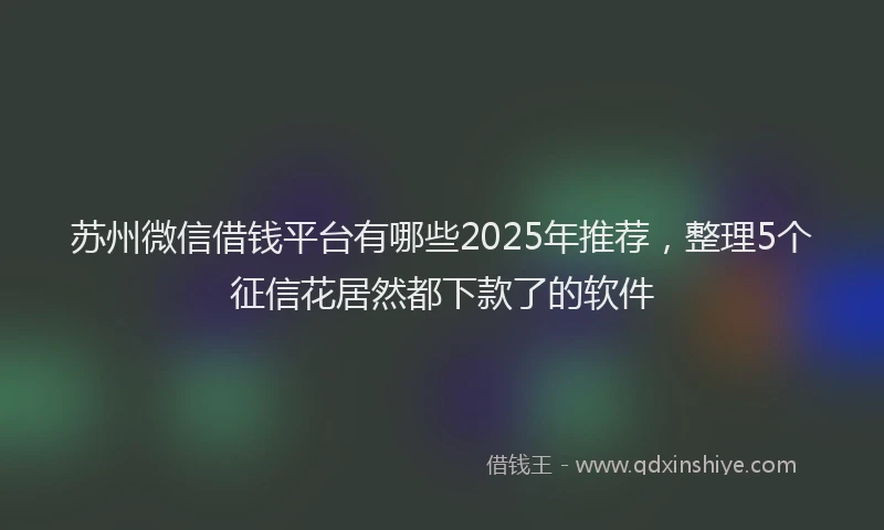 苏州微信借钱平台有哪些2025年推荐，整理5个征信花居然都下款了的软件