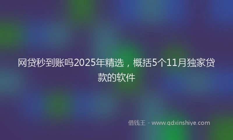 网贷秒到账吗2025年精选，概括5个11月独家贷款的软件