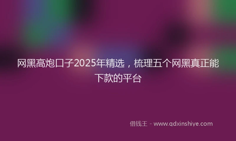 网黑高炮口子2025年精选，梳理五个网黑真正能下款的平台