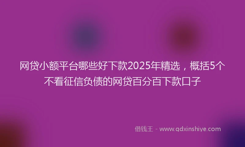 网贷小额平台哪些好下款2025年精选，概括5个不看征信负债的网贷百分百下款口子