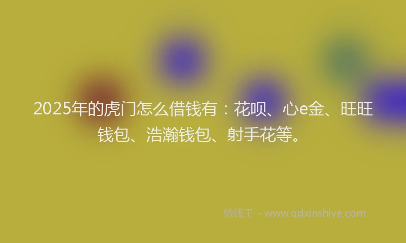 2025年的虎门怎么借钱有：花呗、心e金、旺旺钱包、浩瀚钱包、射手花等。