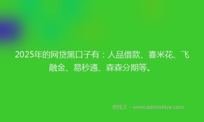 2025年的网贷黑口子有：人品借款、喜米花、飞融金、易秒通、森森分期等。