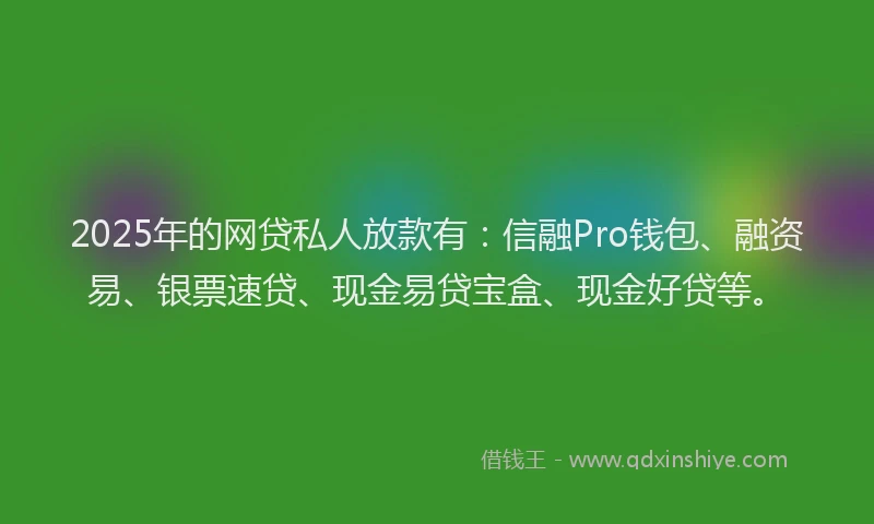 2025年的网贷私人放款有：信融Pro钱包、融资易、银票速贷、现金易贷宝盒、现金好贷等。