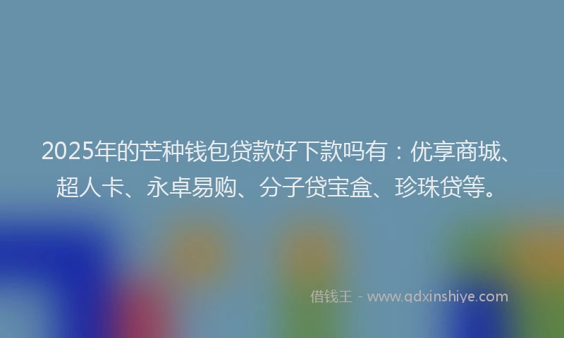 2025年的芒种钱包贷款好下款吗有：优享商城、超人卡、永卓易购、分子贷宝盒、珍珠贷等。
