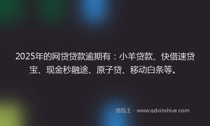 2025年的网贷贷款逾期有：小羊贷款、快借速贷宝、现金秒融途、原子贷、移动白条等。