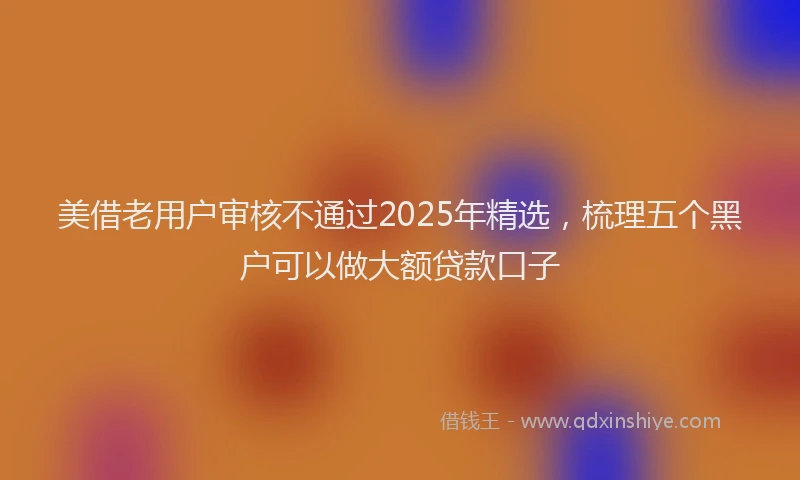 美借老用户审核不通过2025年精选，梳理五个黑户可以做大额贷款口子