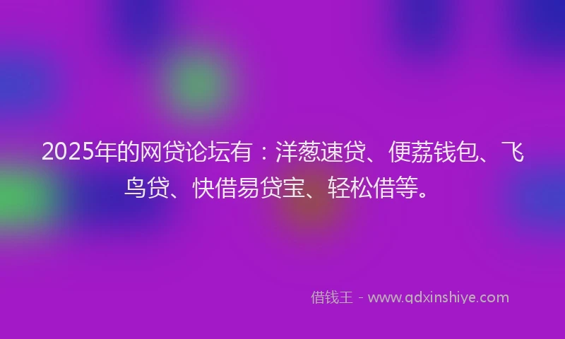 2025年的网贷论坛有：洋葱速贷、便荔钱包、飞鸟贷、快借易贷宝、轻松借等。