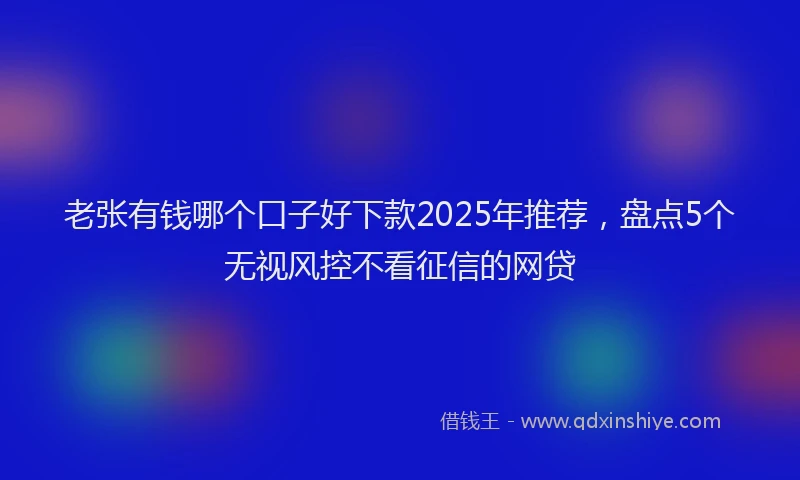 老张有钱哪个口子好下款2025年推荐，盘点5个无视风控不看征信的网贷