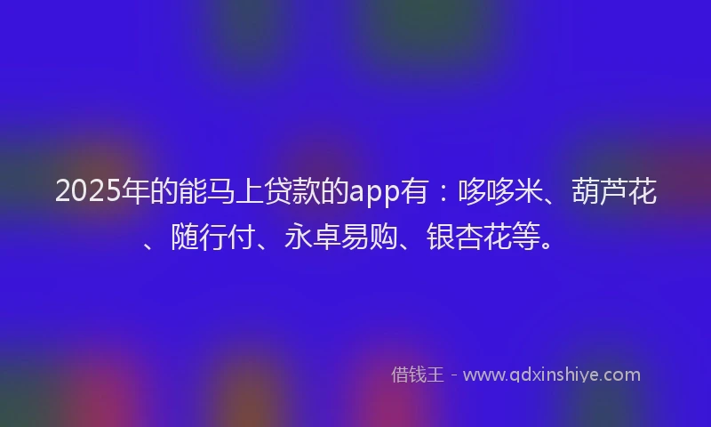 2025年的能马上贷款的app有：哆哆米、葫芦花、随行付、永卓易购、银杏花等。