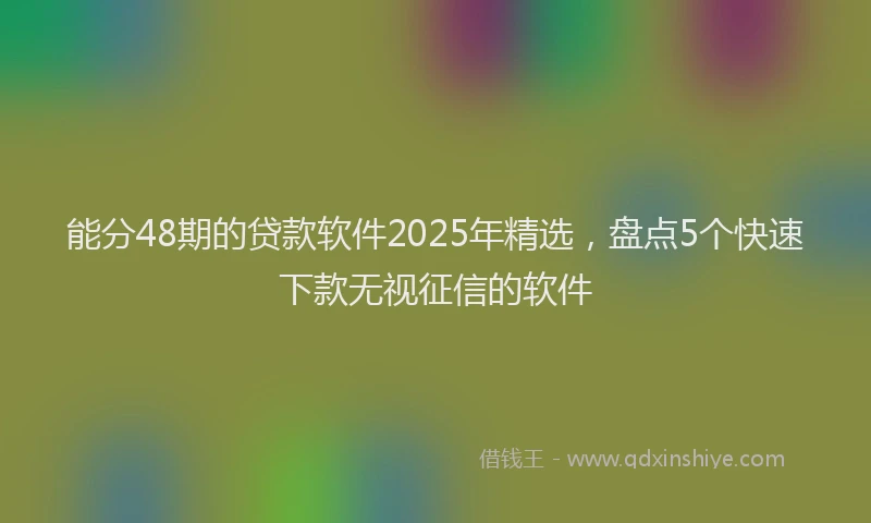 能分48期的贷款软件2025年精选，盘点5个快速下款无视征信的软件